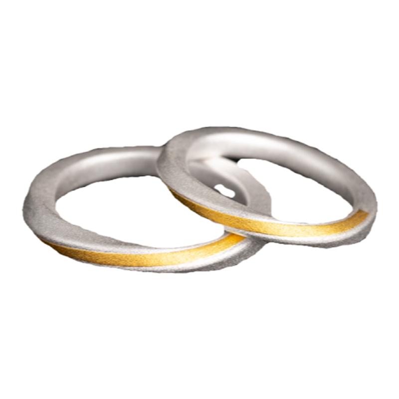 莫比乌斯环戒指纯银情侣对戒男士高级感婚戒手工磨砂女戒简约大气