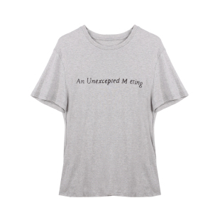 DeesseSicile 折扣 粉色天丝羊毛垂感透气字母tee正肩短袖T恤上衣