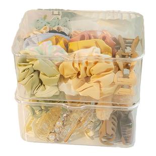 发饰收纳盒桌面大容量首饰盒学生儿童发带头绳防尘透明梳妆台收纳