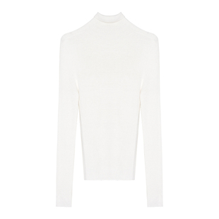 因由 修身显瘦套头针织衫无缝一体半高领美丽诺羊毛秋冬打底衫女