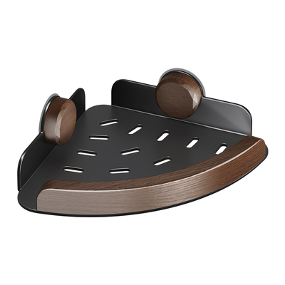 胡桃木浴室置物架吸盘免打孔卫生间三角篮淋浴房厕所沐浴露收纳架