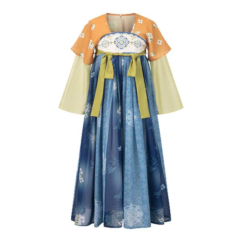 月舞天青|观山见童装女童汉服裙2026春秋季中国风儿童长袖连衣裙