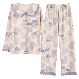 都市丽人睡衣女长袖长裤纯棉甜美休闲2025新款春秋卡通家居服套装
