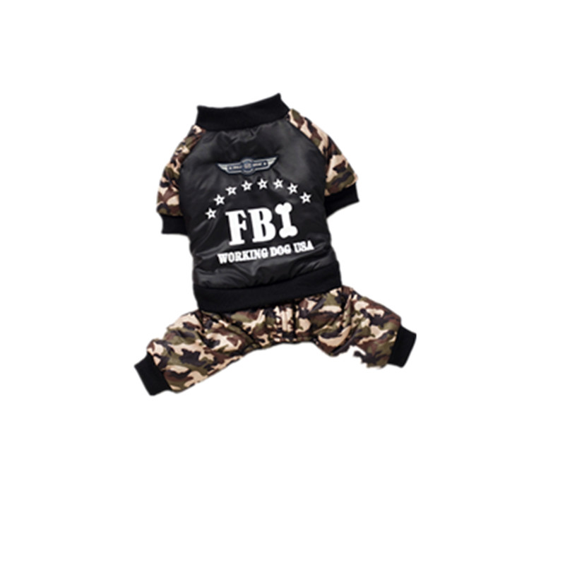 狗狗泰迪贵宾秋冬装  FBI 迷彩加厚棉衣猫咪中小型犬宠物四脚衣服