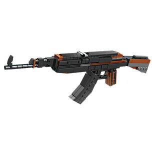 开智积木男孩益智拼装军事 AK-47自动步枪玩具冲锋枪儿童拼插模型