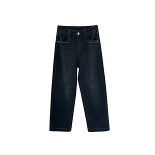 镇店版！闭眼入~九分阔腿牛仔裤女秋冬款高腰弹力宽松直筒奶奶裤