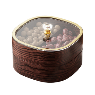 新款中式木纹干果盘客厅茶几防潮糖果盒瓜子坚果收纳盒零食摆放盘