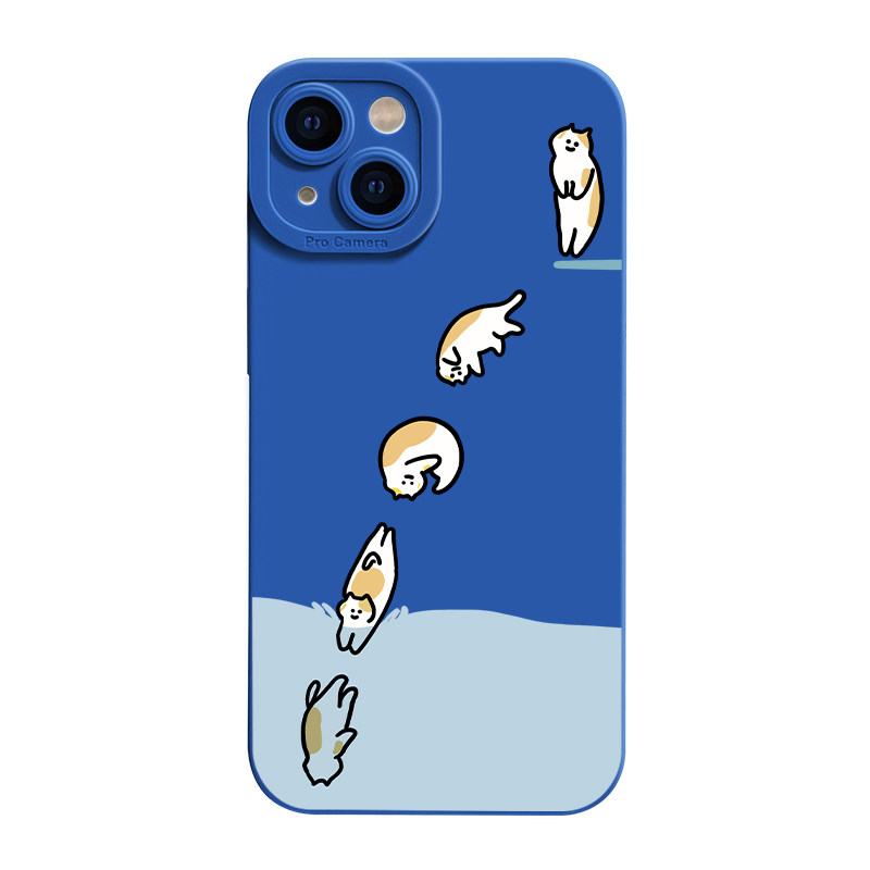 跳水猫猫iPhone18手机壳薄15苹果14pro max个性13保护套mini男女6软17硅胶se3简约7/8plus