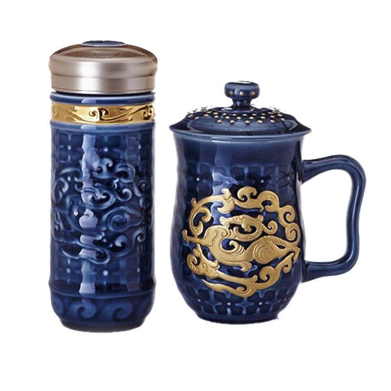 【圣诞礼物】乾唐轩活瓷势在必得随手杯高杯鎏金办公室陶瓷茶杯