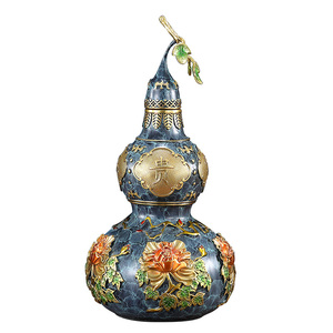花开富贵吉祥黄铜葫芦摆件家居客厅酒柜玄关装饰品乔迁开业礼品