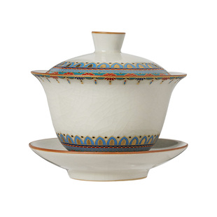 敦煌汝窑三才盖碗茶杯单个高档陶瓷茶具女士高档定制不烫手泡茶碗