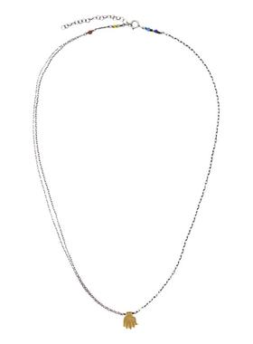 小守护.银镀金彩珠佛手项链