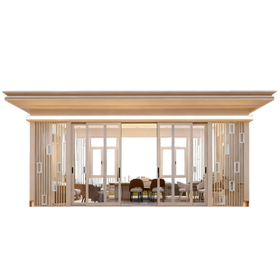 新中式高端阳光房庭院别墅户外凉亭铝合金茶室玻璃房观景亭子定制