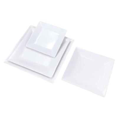 纯白陶瓷盘子正方牛排盘甜品平盘