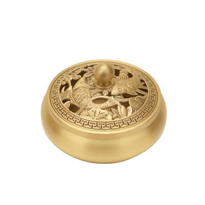 纯黄铜檀香炉盘家用室内茶道中式