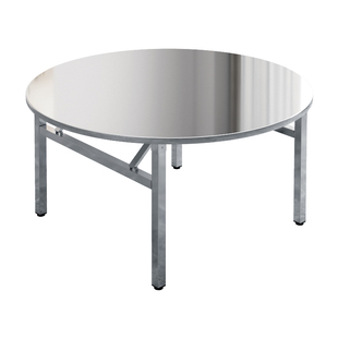 加厚不锈钢转盘圆桌可折叠便携式商用家用吃饭户外圆台饭桌餐桌