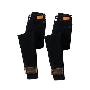 黑色修身高腰小脚牛仔裤女春秋2024年新款显瘦加绒紧身铅笔裤子冬