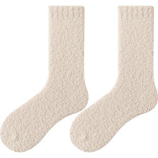 珊瑚绒袜子女保暖袜加厚加绒睡觉穿的居家毛绒睡眠地板月子袜冬天