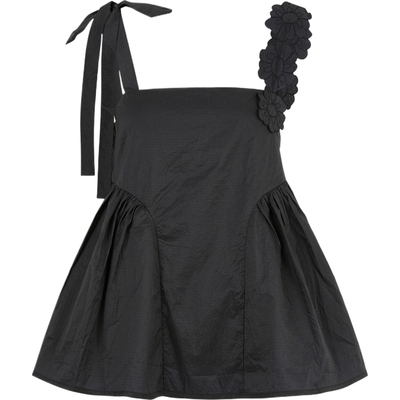 【折扣】CECILIE BAHNSEN 女褶饰系带细节格子布吊带上衣