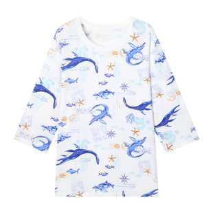 久岁伴儿童睡衣男童春夏新品莫代尔七分袖七分裤家居服套装中大童