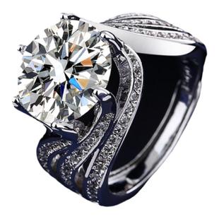 莫桑石5克拉鸽子蛋三世情缘仿真钻石戒指女奢华满钻气质豪华指环