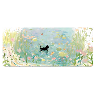 小清新防水皮革鼠标垫超大号学生写字垫夏季可爱工位电脑桌垫耐脏