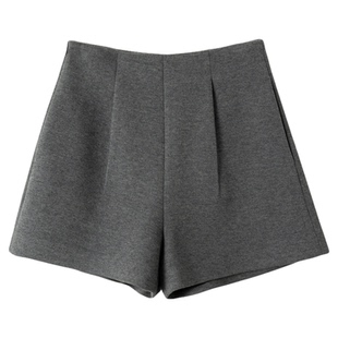 FANLE STUDIOS冬季加厚保暖羊毛M1U风显瘦高腰立体捏褶花苞短裤