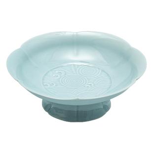 中式高脚水果盘轻奢高档家用客厅零食干果盘小精致陶瓷茶店茶点盘