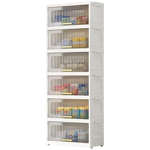 折叠翻盖收纳柜储物柜家用房间床头置物柜多层客厅玩具杂物零食柜