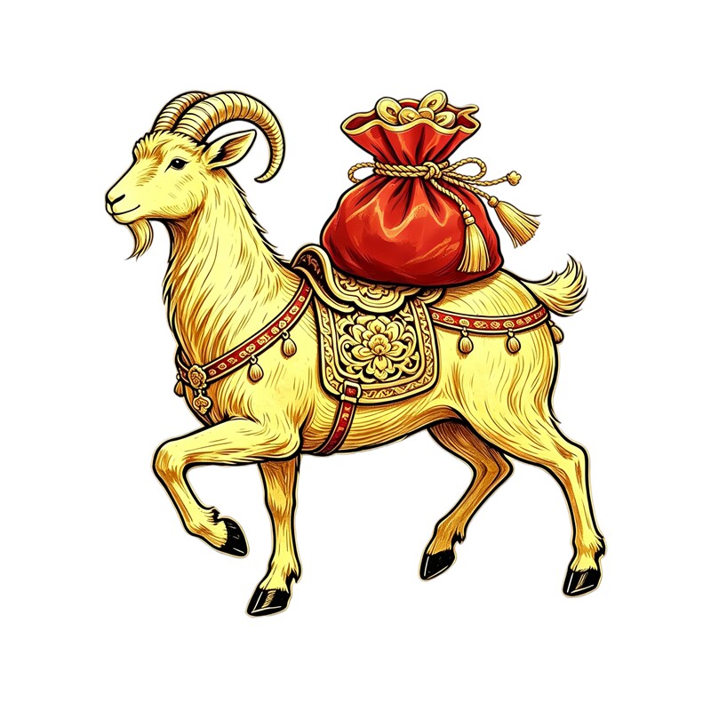 金羊福袋墙贴吉祥国风贴画羊年新年喜庆门窗墙面防水自粘装饰贴纸