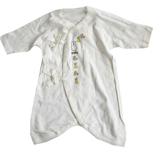 日式精梳纯棉针织汗布短袖偏襟新生儿蝴蝶衣连身衣婴幼儿连体哈衣