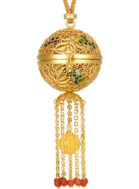 杨贵妃同款花丝葡萄花鸟纹银吊坠