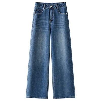 今年流行的复古阔腿牛仔裤春款女