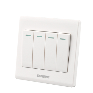 国际电工白色暗装家用86墙壁插座面板4四位四控四联四开单控开关