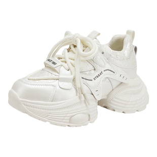 星期六白色厚底增高加绒老爹鞋女2025冬季新款运动鞋系带休闲鞋子