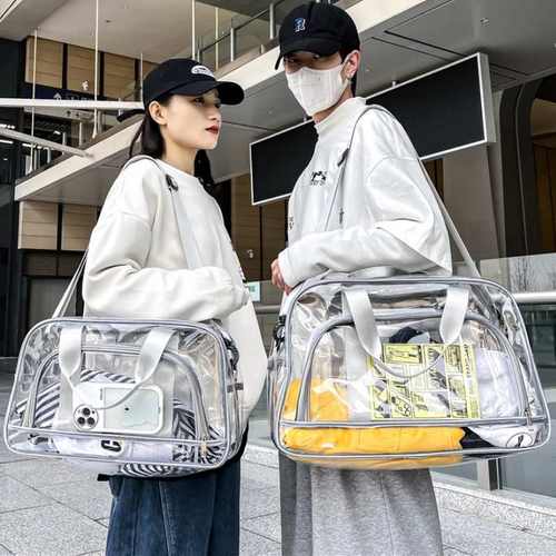 PVC旅行收纳袋大容量沙滩游泳手提果冻包干湿分离单肩斜挎健身包