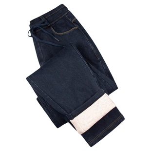 鹅绒牛仔裤男冬季2025新款加绒加厚休闲裤时尚驼绒保暖裤外穿棉裤