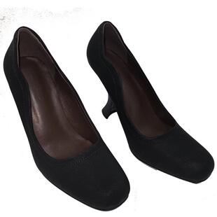 9号鞋坊！巨好看~深棕色异形跟圆头高跟单鞋细跟浅口高跟鞋一脚蹬