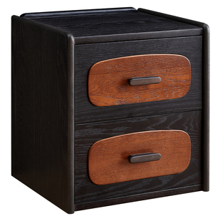 全友家居中古风实木床头柜家用卧室2025爆款收纳储物柜一体小柜子