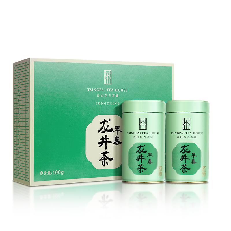 端午茶礼，卢正浩 青白明前特级龙井茶50g*2罐礼盒装