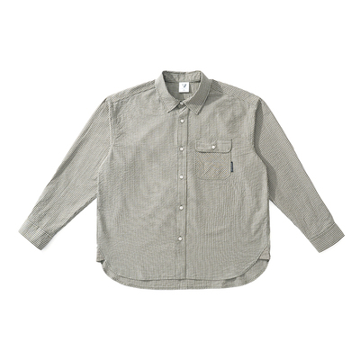 VR97日系条纹泡泡棉长袖衬衫春夏