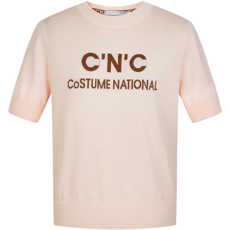 CNC女装羊毛羊绒混纺短袖针织衫