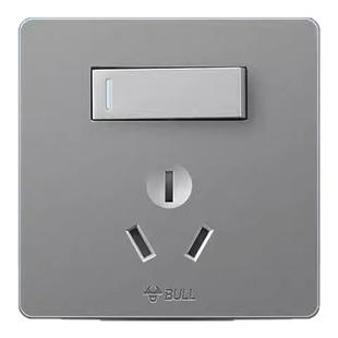 公牛开关插座旗舰16a插座热水器空调16安三孔插座面板带开关G12灰