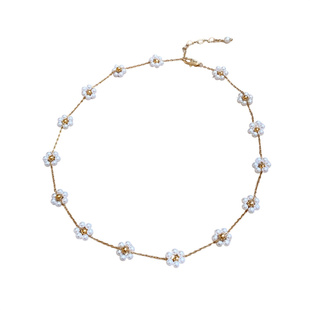 珍珠花朵项链女款2025新款简洁森系细链条锁骨链精致时尚气质颈链