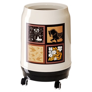 中古风移动垃圾桶带轮2025新款客厅高颜值卫生桶办公室带盖家用大