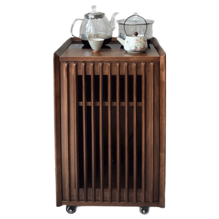 北欧全实木茶水柜烧水壶一体储茶柜办公室茶桌客厅阳台边柜茶水台