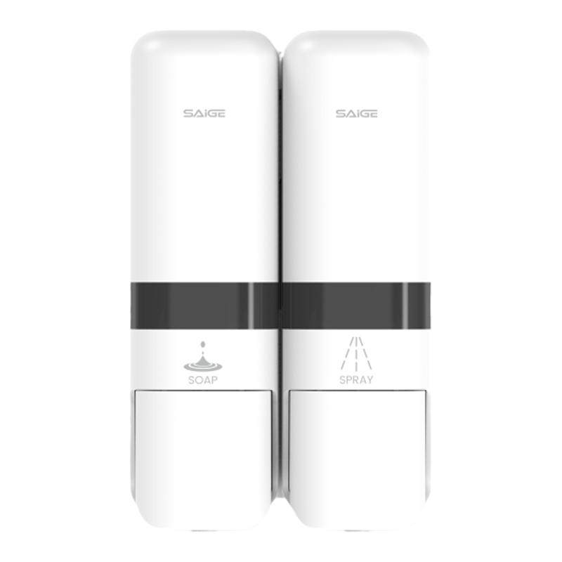 酒店浴室手动双头皂液器宾馆壁挂式沐浴露盒洗发水盒家用大出液量