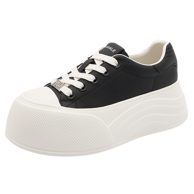 真皮黑色休闲板鞋女2026春季新款