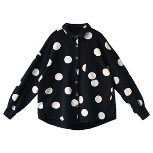W17268 文艺衬衫式纯棉宽松开襟春秋百搭波点外套女春新米兰宣言