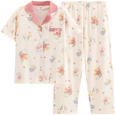 芬腾夏季纯棉短袖睡衣套装